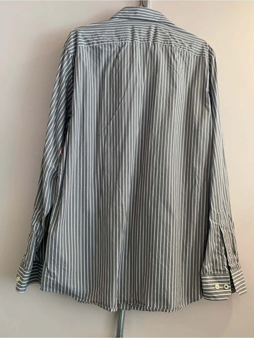 Banana Republic Gray and White Vertical Stripe Dress Shirt